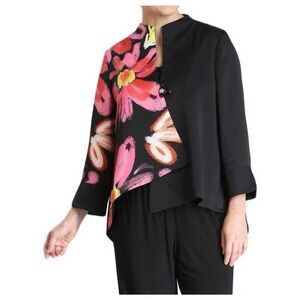IC by Connie K multi floral black jacket size small